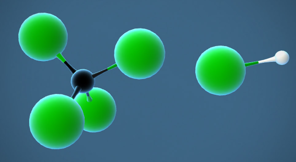 كلورة الميتان بتفاعل استبدال