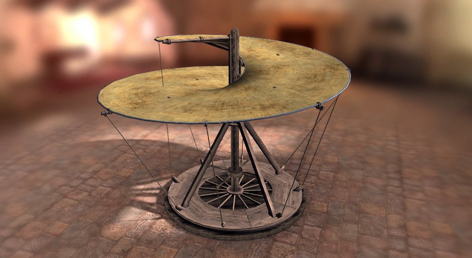 اختراعات ليوناردو دافنشي - المروحية – حوالي 1489 –