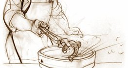 الطاقة الداخلية للماء تزداد بينما تنخفض للحديد، ولكن التغير بمقدار الطاقة متساوي