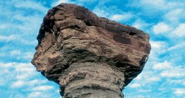 صخرة على شكل الفطر في الصحراء