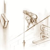 يشير الخط العمودي نحو مركز الأرض