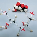 نموذج ملء الفراغ و العصا لسلسلة جزيء جلوكوز مفتوحة.