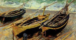 مونيه: ثلاثة قوارب الصيد (1886، انطباعية)