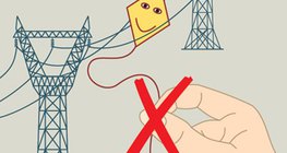 يمنع لمس حتى شرائط الطائرات الورقية العالقة فوق أسلاك الكهرباء!