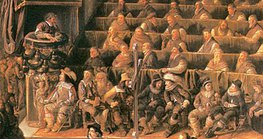 غاليليو (أعلى الزاوية اليسرى) أمام محكمة التفتيش