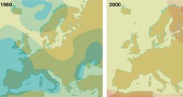 Európa átlaghőmérséklete a Föld átlaghőmérsékletéhez viszonyítva 