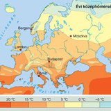 Európa évi középhőmérséklete