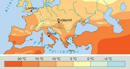 Európa évi középhőmérséklete