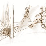 طفل يلعب كرة القدم