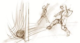 طفل يلعب كرة القدم