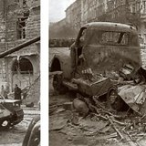 آثار قتال في شوارع بودابست عام 1956 م