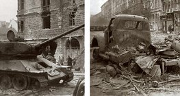 آثار قتال في شوارع بودابست عام 1956 م