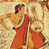 لوحة جدارية أترورية مما يدعى بقبر الفهد (تاركينيا، منتصف القرن ال5 ق م)