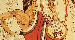 لوحة جدارية أترورية مما يدعى بقبر الفهد (تاركينيا، منتصف القرن ال5 ق م)