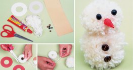 صنع رجل ثلج من خيوط البوم بوم