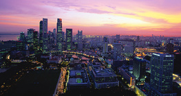 أفق سنغافورة عند غروب الشمس